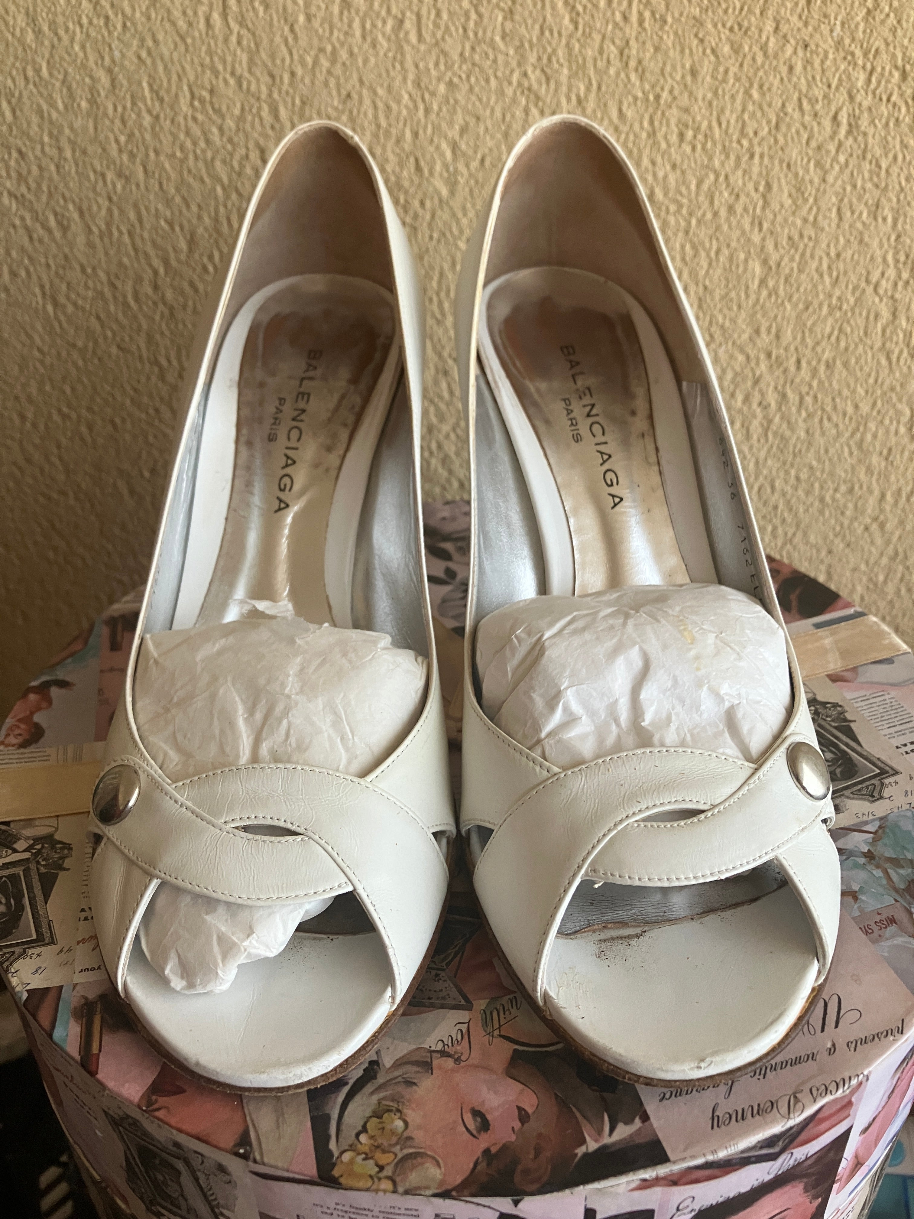 Balenciaga Paris Elbel  T36 Vintage Piel Blanca 80s - 90s Original