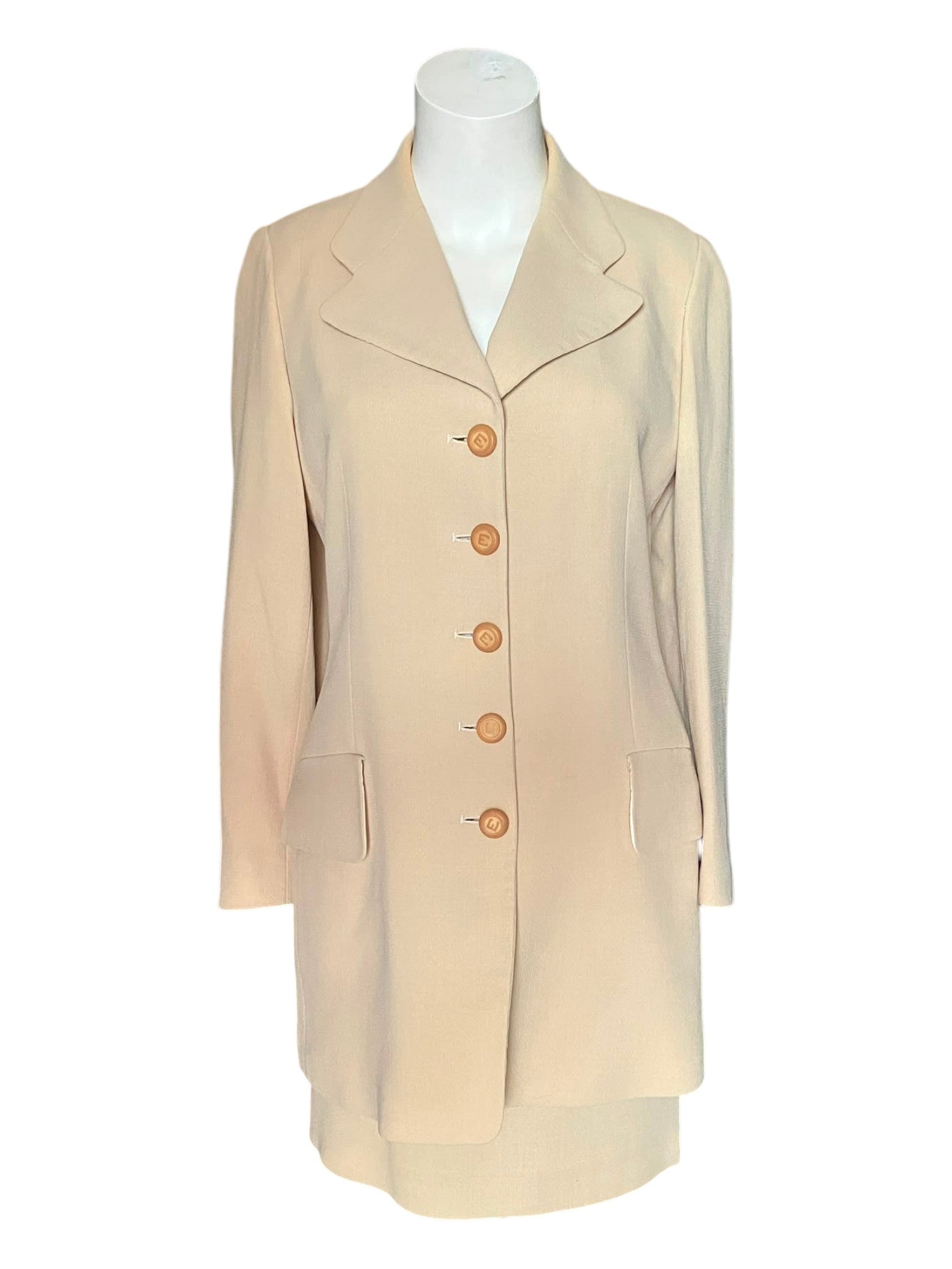 Traje Vintage Escada  Elements 2 piezas - Chaqueta blazer + Falda - 100% Lana Virgen - Talla 40 M