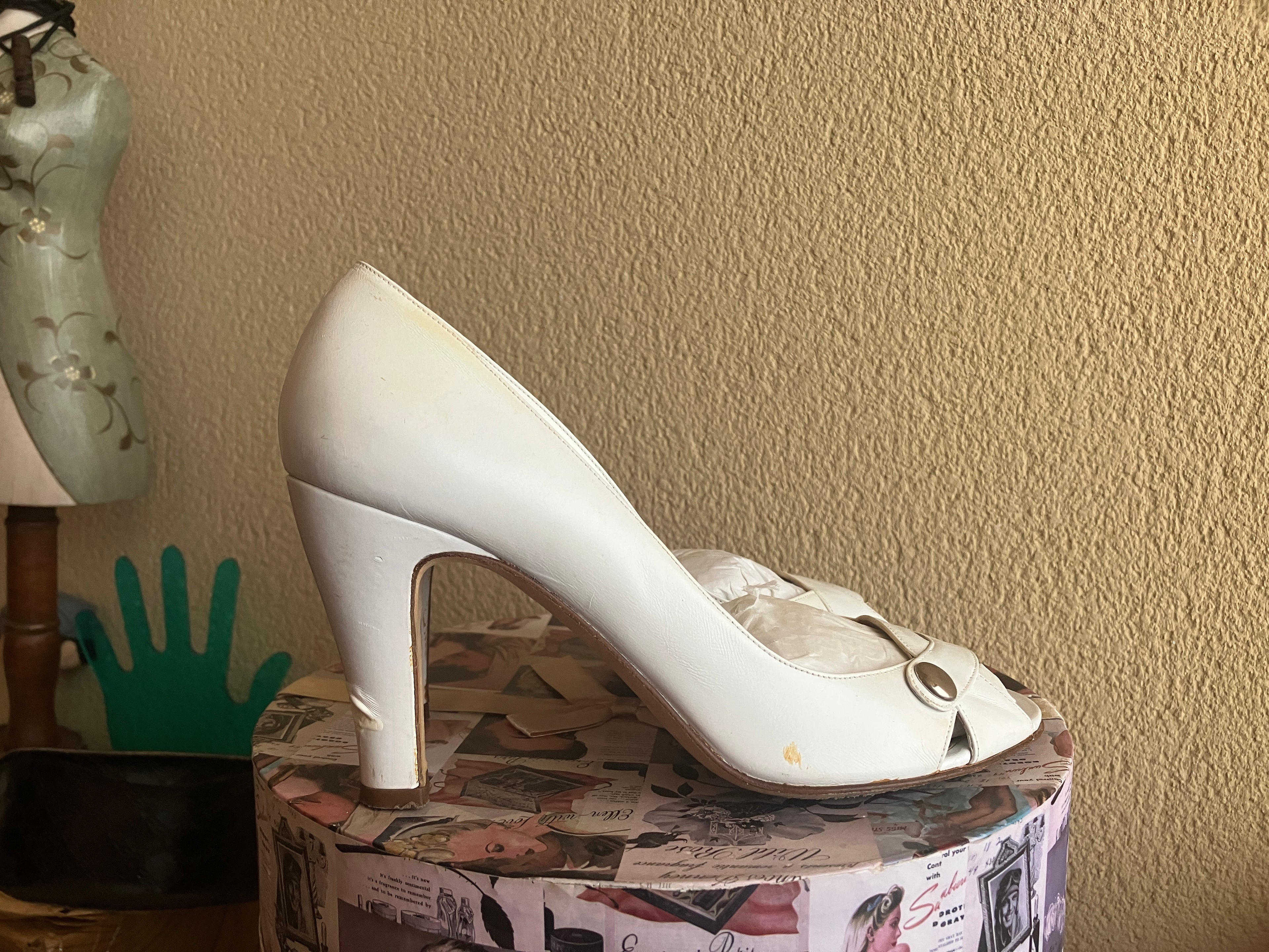Balenciaga Paris Elbel  T36 Vintage Piel Blanca 80s - 90s Original