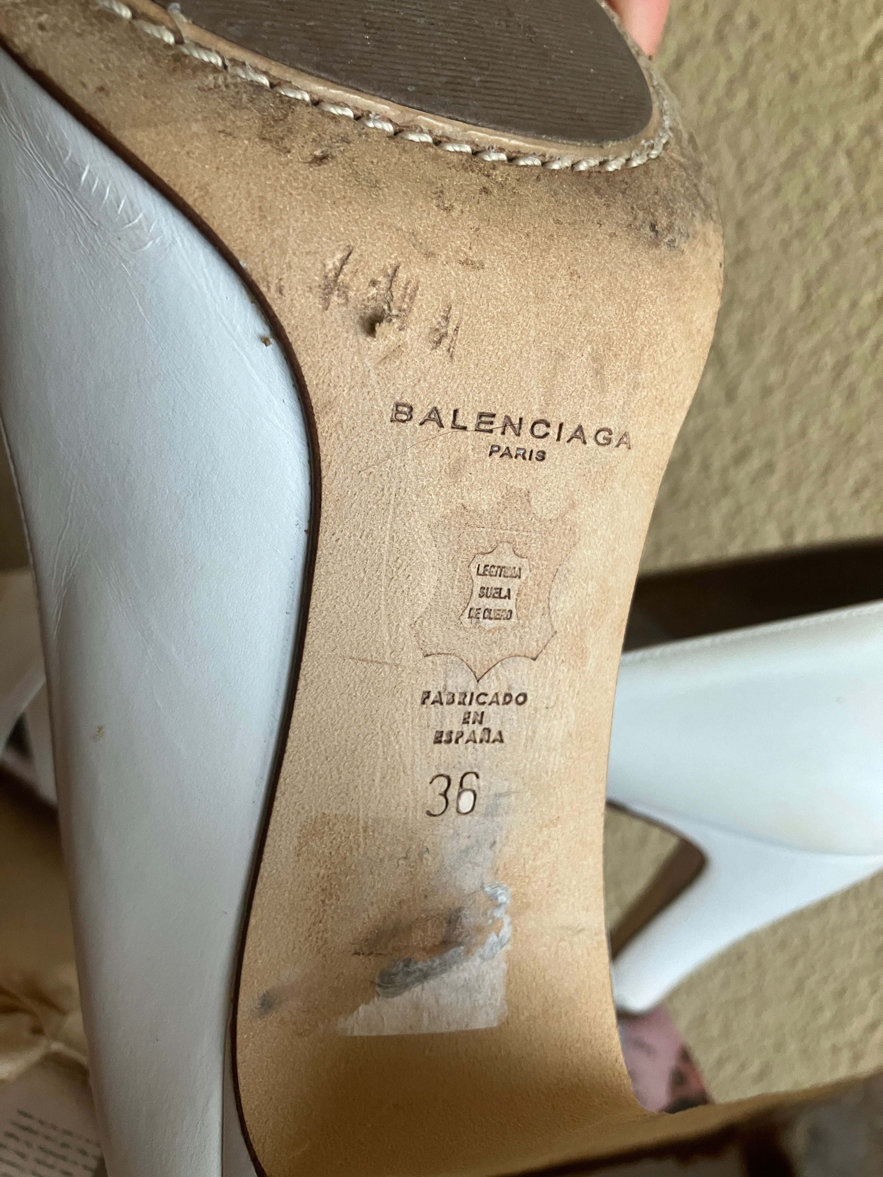 Balenciaga Paris Elbel  T36 Vintage Piel Blanca 80s - 90s Original