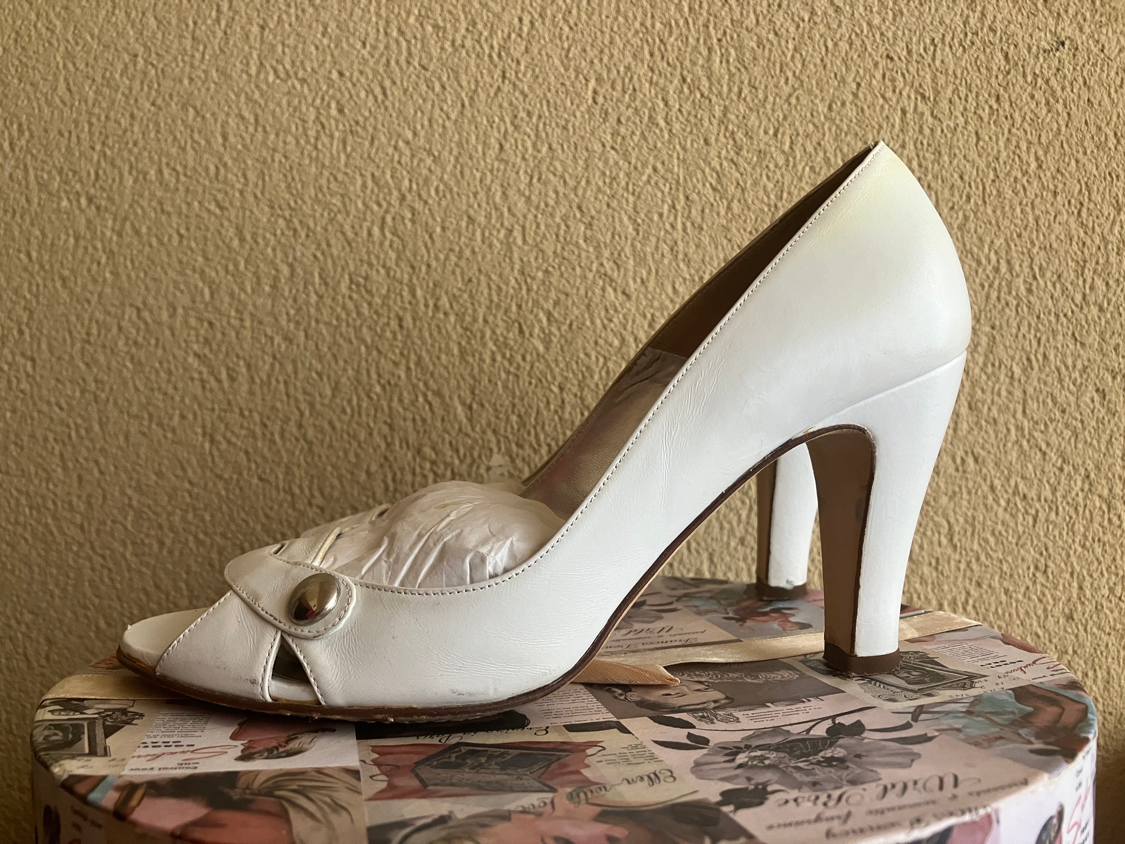 Balenciaga Paris Elbel  T36 Vintage Piel Blanca 80s - 90s Original