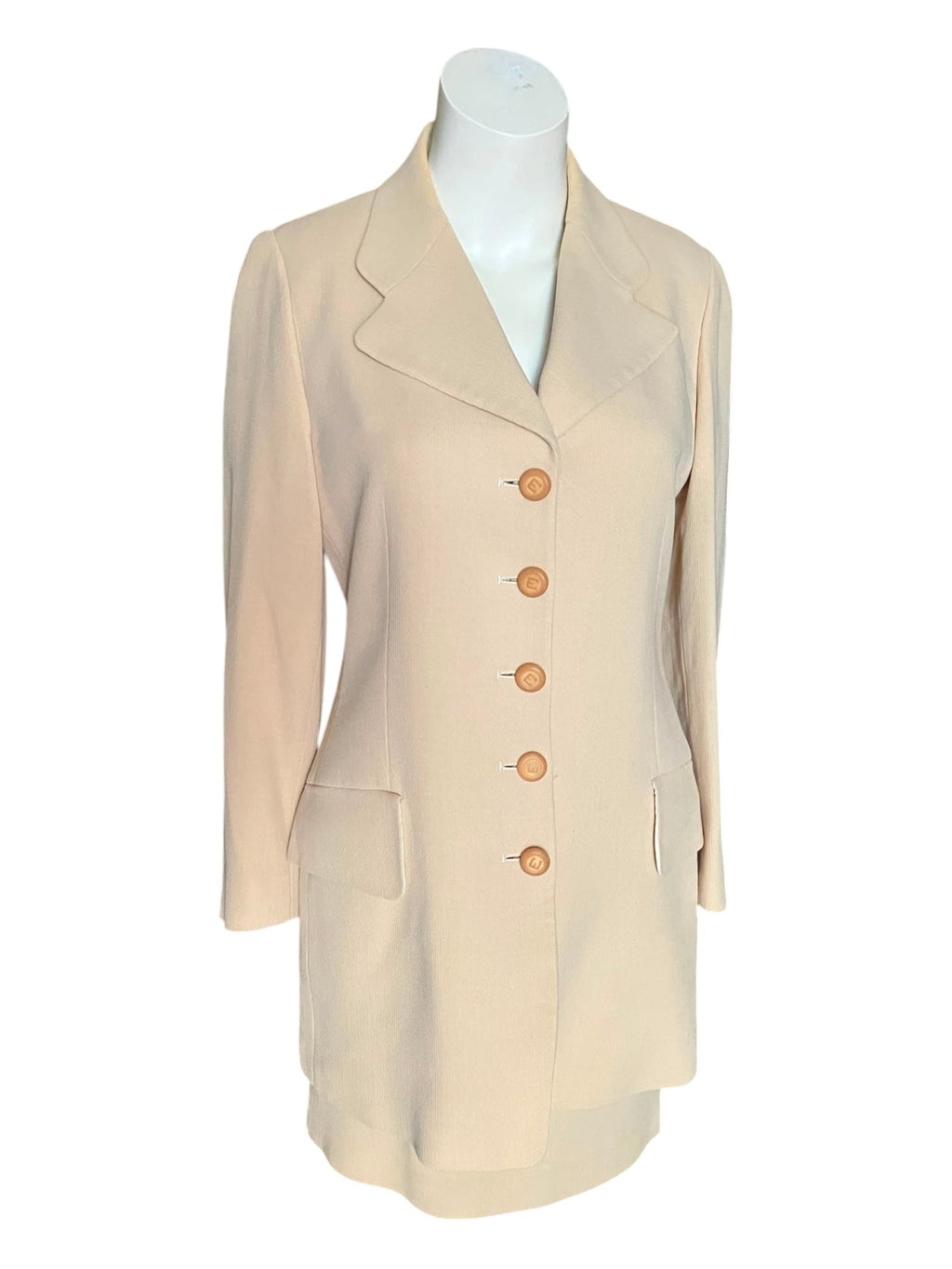 Traje Vintage Escada  Elements 2 piezas - Chaqueta blazer + Falda - 100% Lana Virgen - Talla 40 M