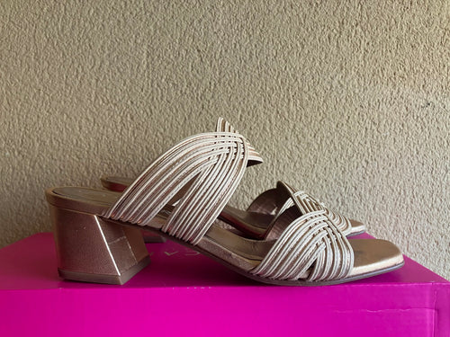 Sandalias MASCARÓ Cannes T36 Doradas Oro Piel Trenzada Tacón Bloque con Caja ORIGINALES