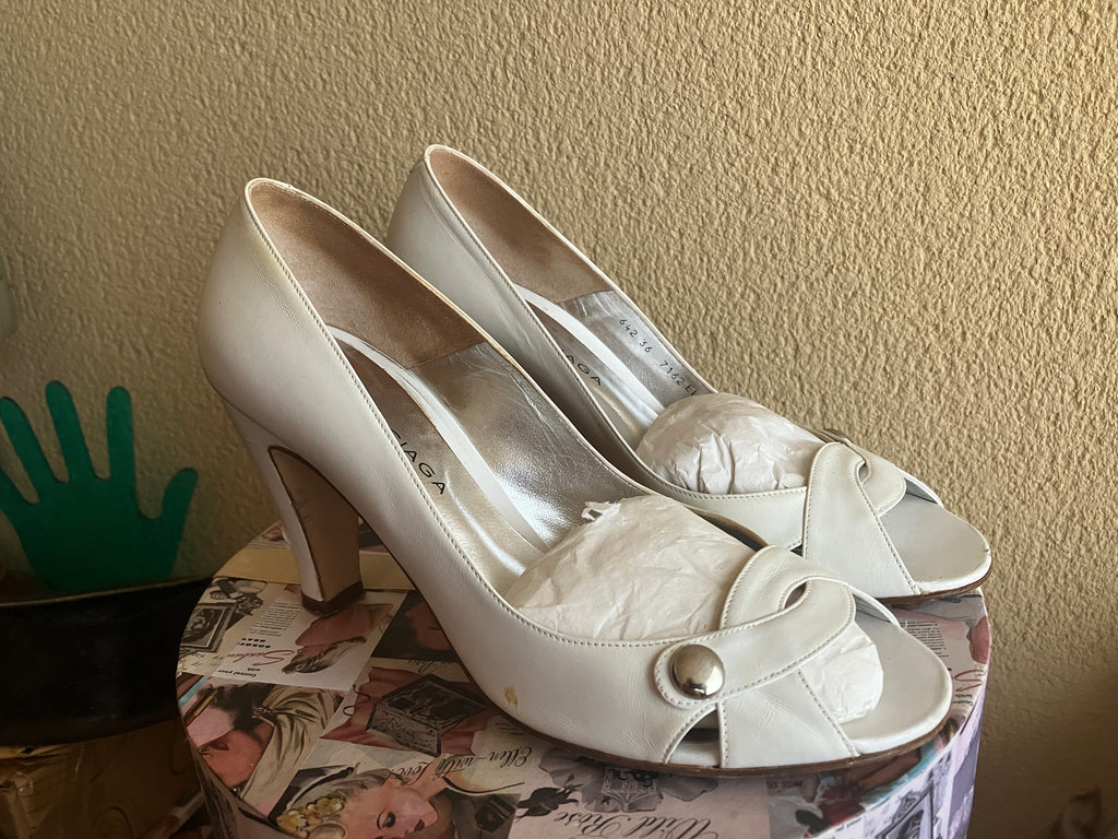 Balenciaga Paris Elbel  T36 Vintage Piel Blanca 80s - 90s Original