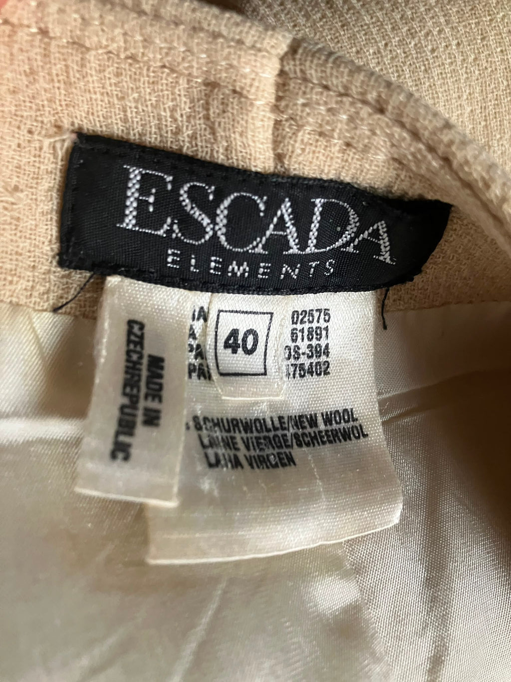 Traje Vintage Escada  Elements 2 piezas - Chaqueta blazer + Falda - 100% Lana Virgen - Talla 40 M